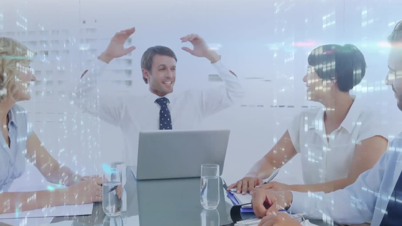 사무실에서 다양한 비즈니스 사람들에 대한 데이터 처리의 애니메이션