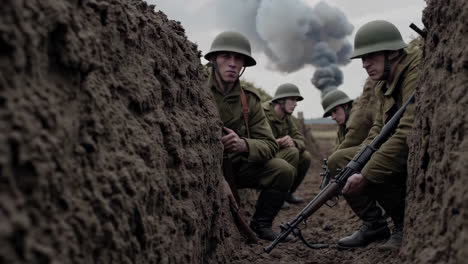 world war i soldiers in a trench