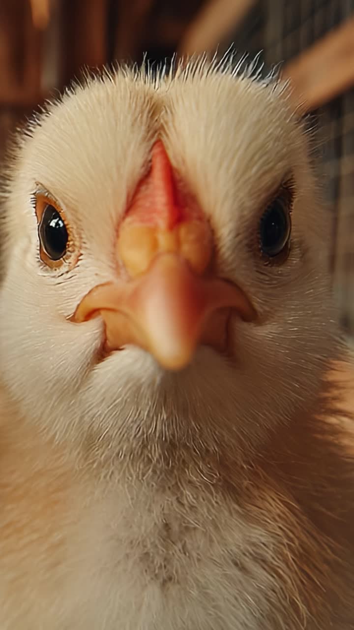 Close-Up of a Curious Chick: Exploring the Intricate Features and Expressions of a Young Bird in Natural Setting