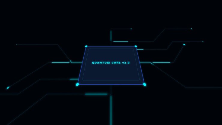 Digital Quantum Core Processor with Glowing Circuitry Animation