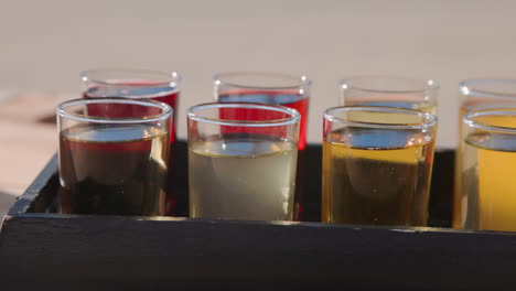 gorgeous closeup shot of a flight of hard cider