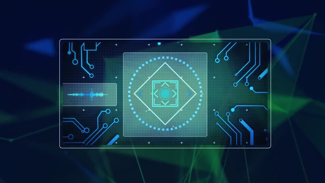 Animation of data processing over network of connections on black background