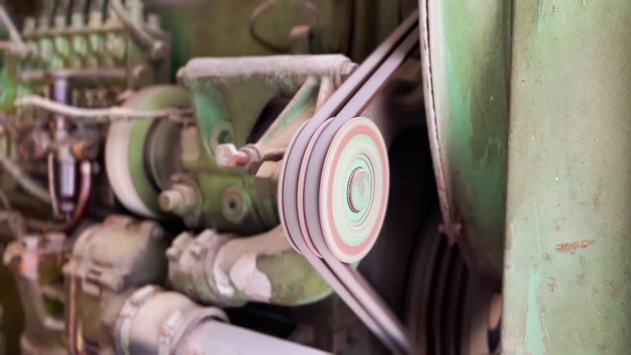 mecanismo de accionamiento de correa de trabajo de la bomba de agua del motor diésel que hace funcionar la polea de la bombea de agua centrífuga