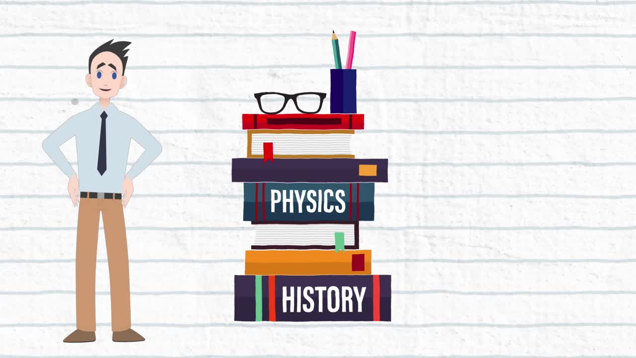 책 아이콘 을 통해 이야기 하는 사람 의 애니메이션