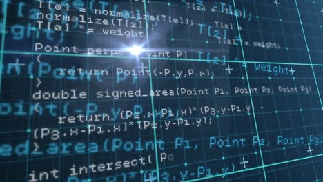 Animation of sglowing light over data processing on grid