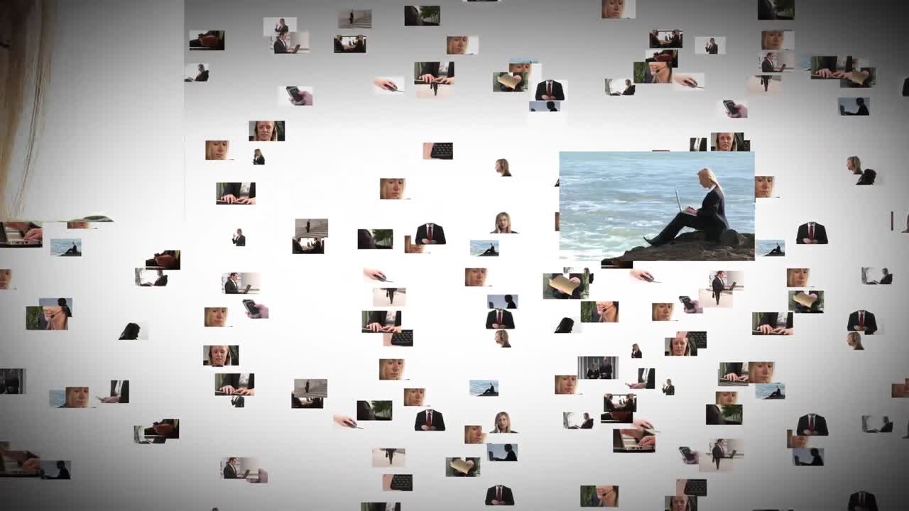 사업 에서 일 하는 영상 의 몽타지