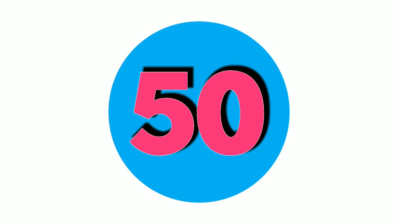 número cincuenta 50 símbolo de signo animación motion graphics en fondo blanco, 4k número de video de dibujos animados para elementos de video