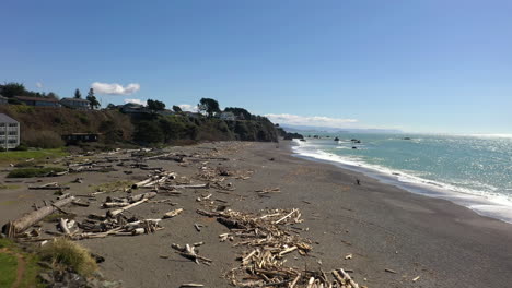 aerial drone shot over brookings beach in oregon