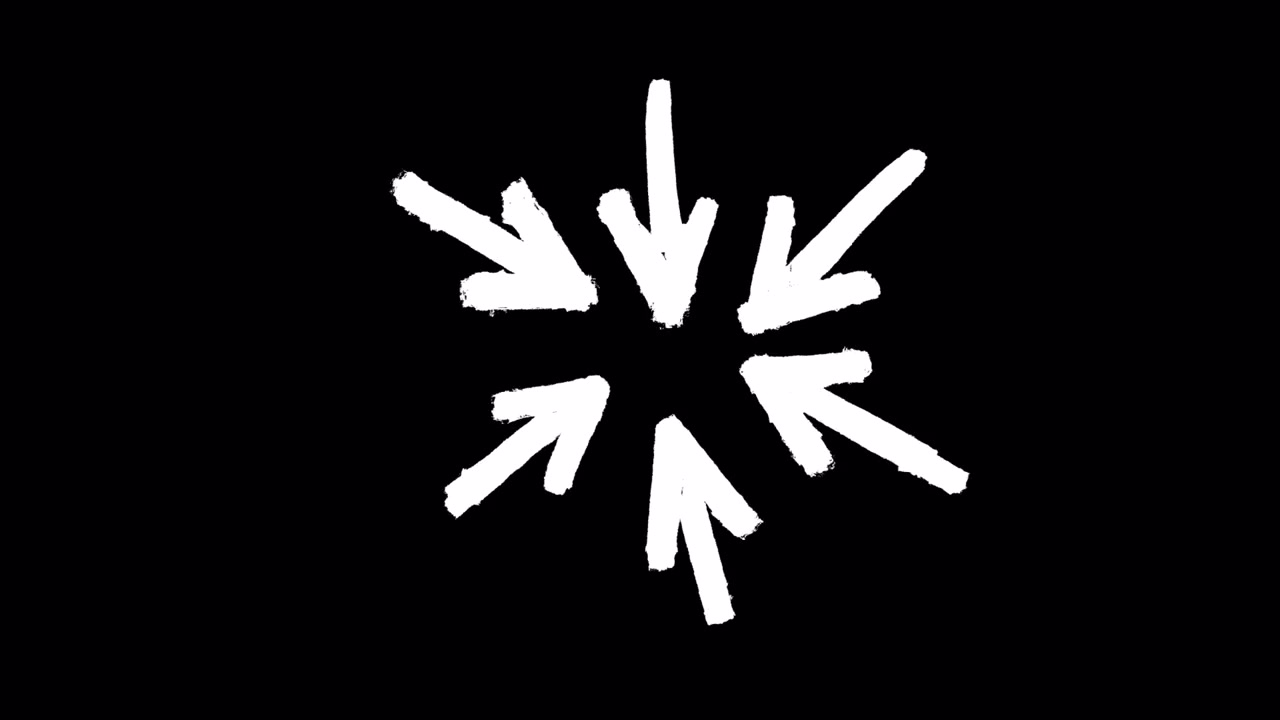 Animated Hand Drawn White Arrows Pointing Inward