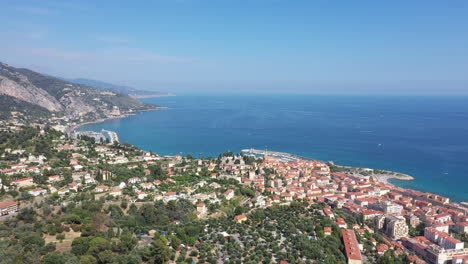 large aerial view of menton franco-italian border mediterranean sea