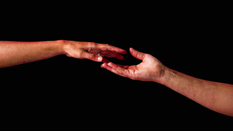 reaching hands connection concept animated overlay, transparent 4k video, alpha channel, prores 4444