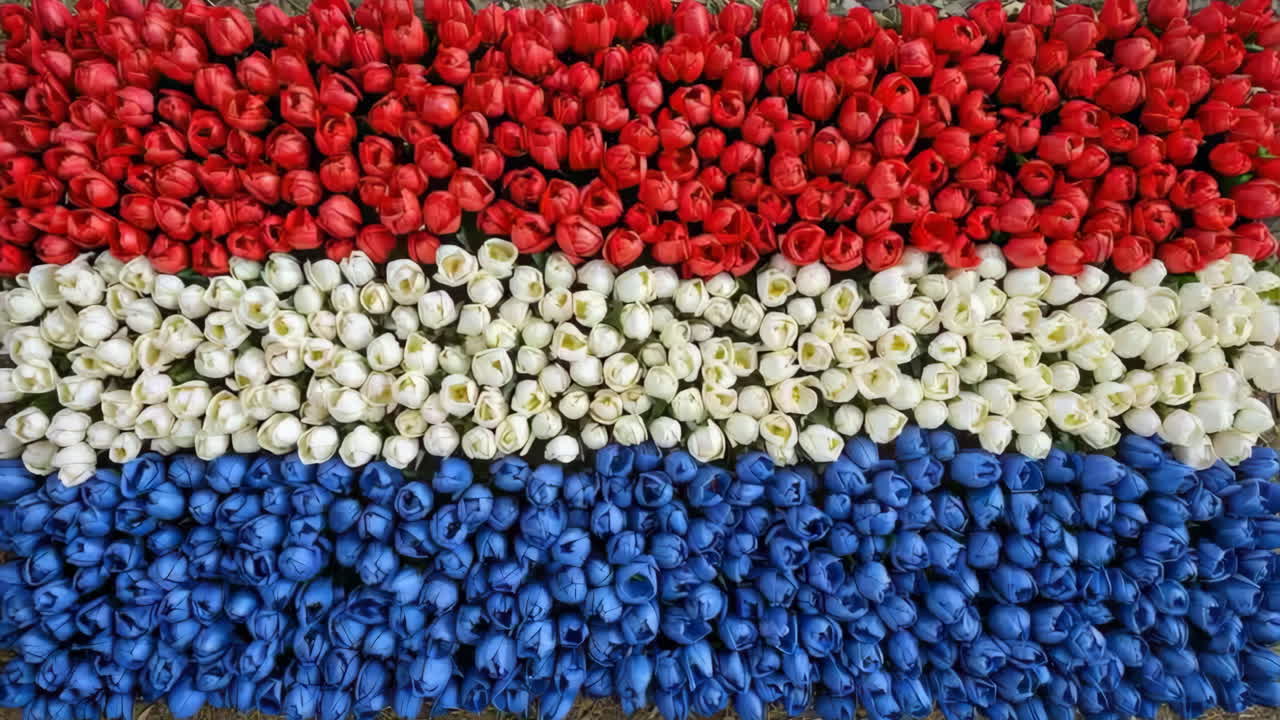 Dutch Flag Made of Tulips