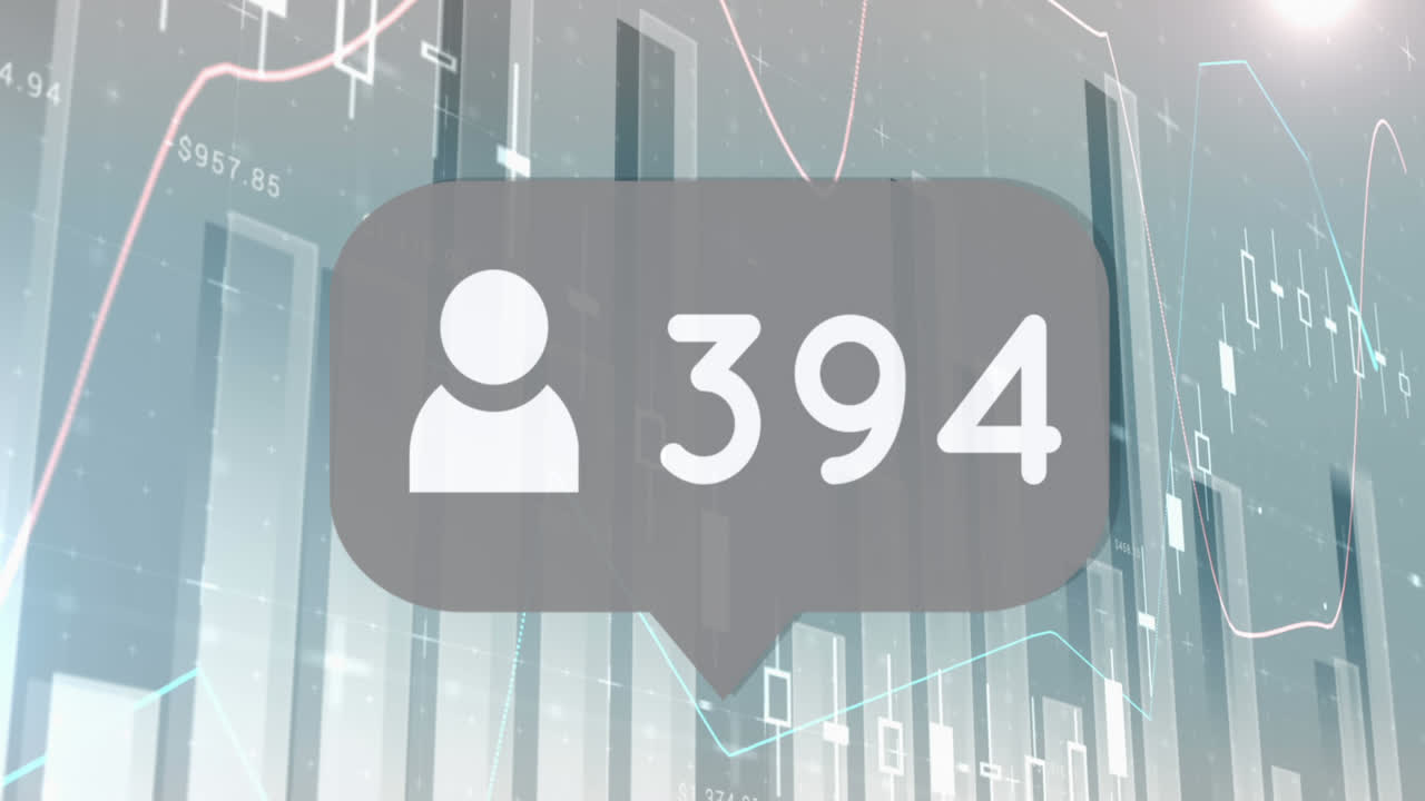 Animation of numbers changing over statistics and data processing