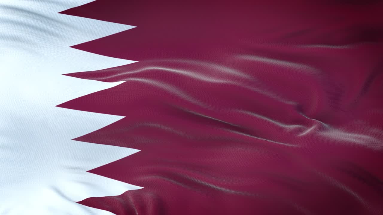 Bandiera del Qatar che sventola al vento con texture del tessuto altamente dettagliata. Loop continuo