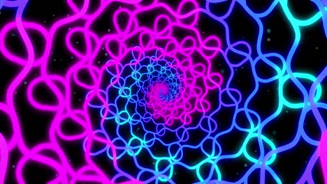 animación de un patrón de neón púrpura y azul que se mueve en movimiento hipnótico en un bucle sin costuras