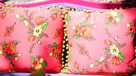 colorful floral pink cushions