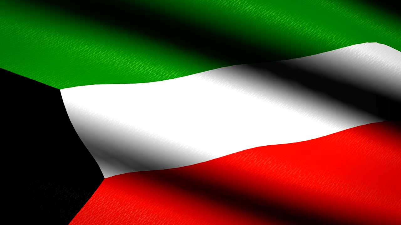 bandera de kuwait agitando fondo textil con textura. animación de bucle sin costuras. pantalla completa. movimiento lento. video en 4k