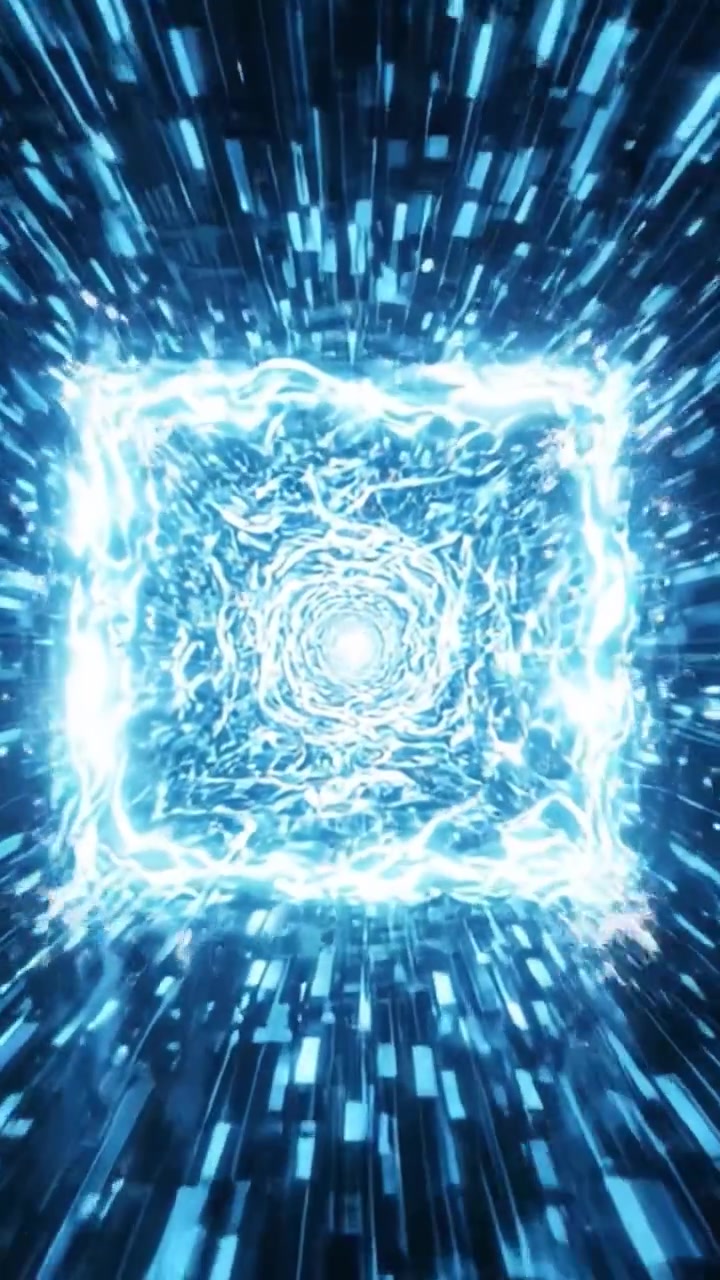 An Immersive Journey Through a Hypnotic Energy Field: Explore the Depths of a Vibrant and Dynamic Blue Light Tunnel Captivating the Viewer with Infinite Motion