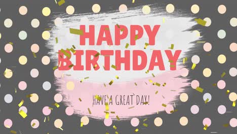 feliz cumpleaños, que tengas un gran día saludos y confeti