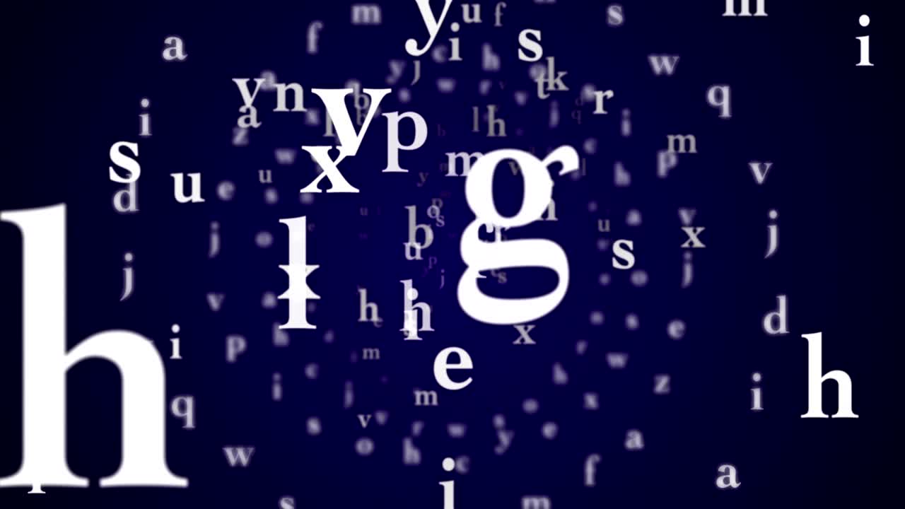 animación de letras, fondo, renderización, bucle, con el canal alfa