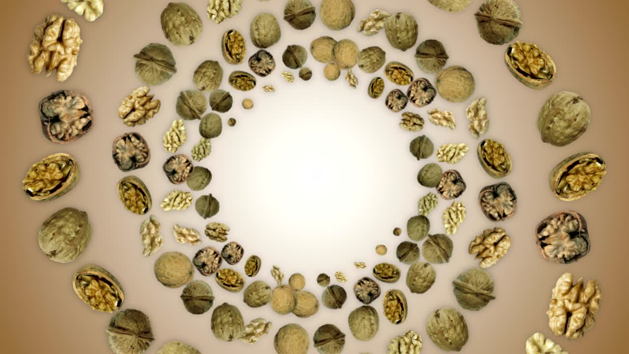 떨어지는 견과류 반지 배경, 루프, 애니메이션, 렌더링, 알파 채널