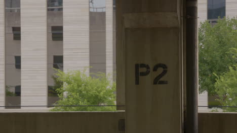 Pillar-in-parking-garage-labeled-"P2"