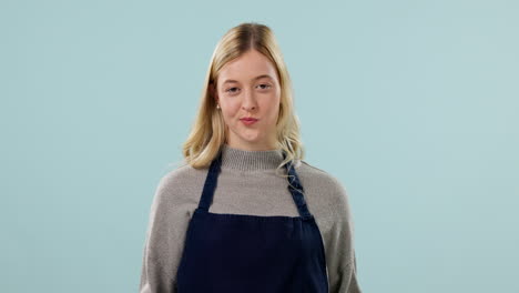 sad woman, waitress and closed sign of store