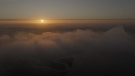 Atmosférico-Aéreo-Paisaje-Amanecer-Río-Great-Ouse-Nube-Invierno-Estuario-Marisma-Salada-Reyes-Lynn-Norfolk-Reino-Unido