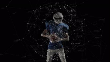 animación del globo sobre el jugador de fútbol americano afroamericano.