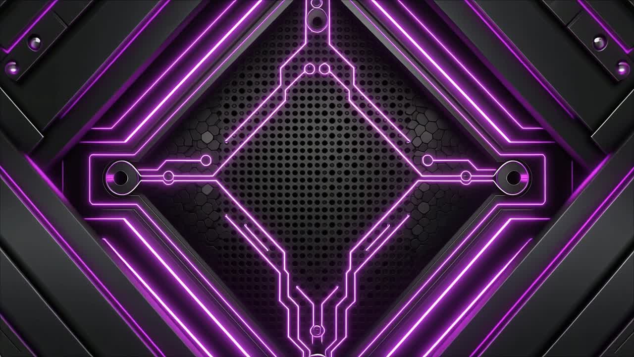 Linee al Neon Viola Luminose che Formano un Motivo a Circuito Futuristico