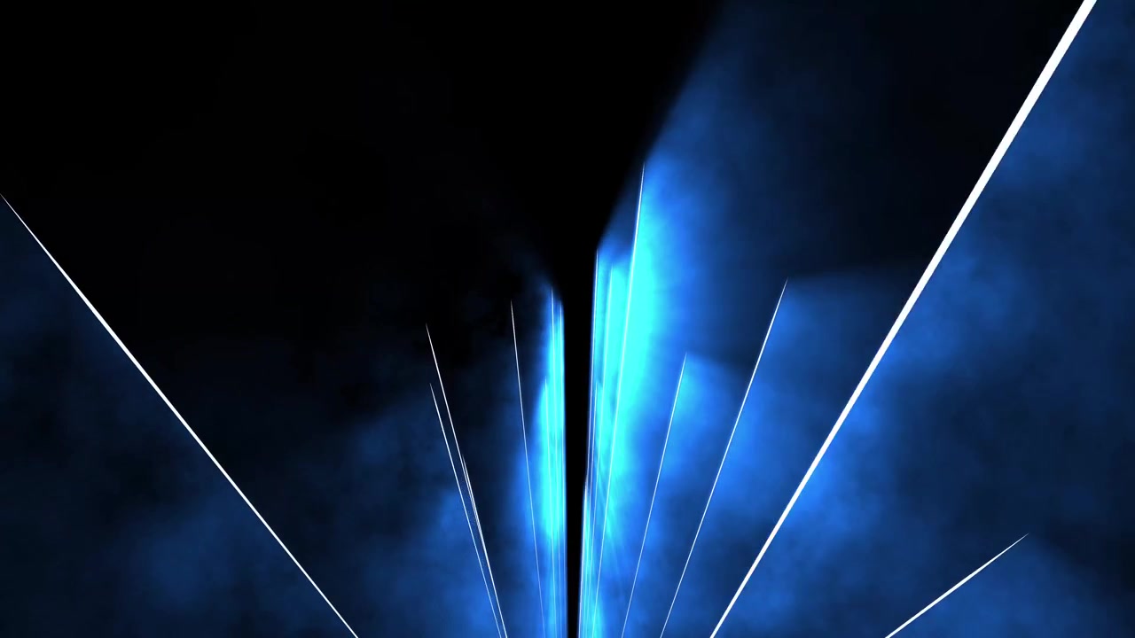 Dynamic Blue Laser Beams Moving Through Smoke