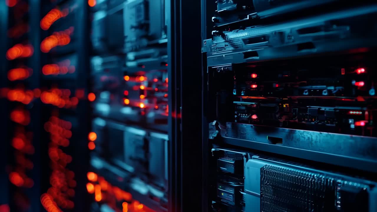 un primer plano de un servidor en un centro de datos