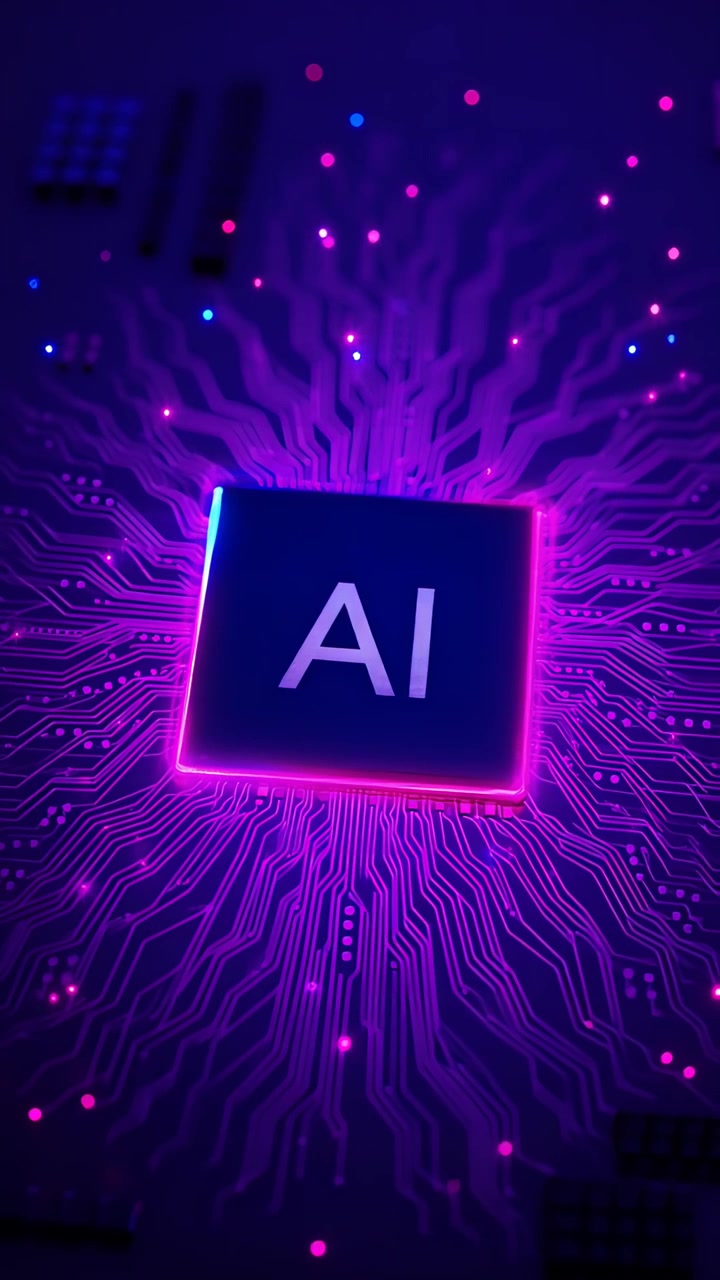 Futuristinen tekoälysirun emolevyn teknologian tausta 4K