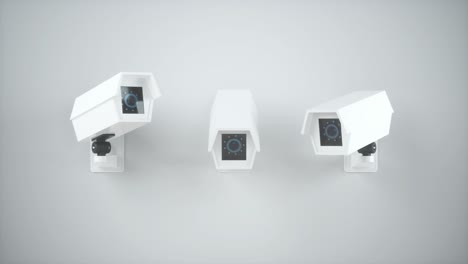 animación en bucle de tres monitores en la pared, renderización en 3d.