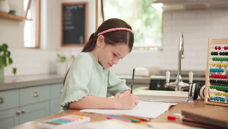 Child,-homework-and-student-education-writing