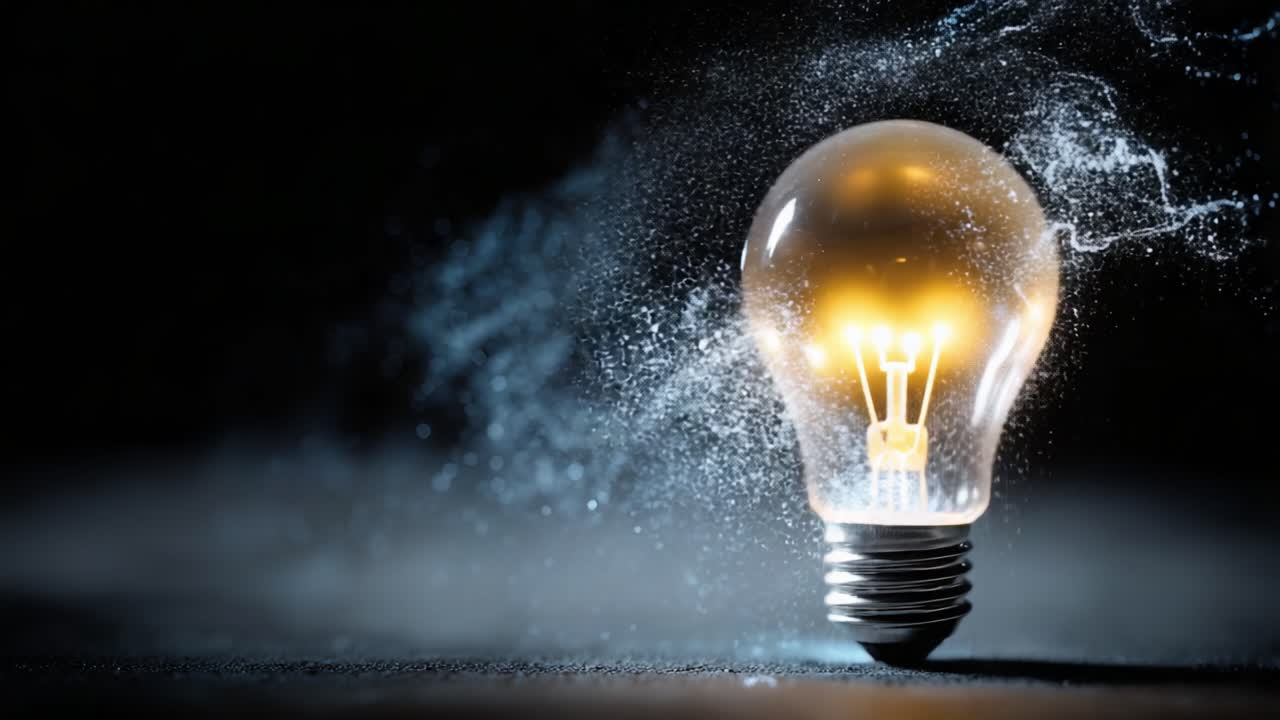 La sbalorditiva trasformazione di una lampadina dall'oscurità alla brillantezza: Ammira il percorso scintillante dell'illuminazione catturato in due fotogrammi distinti.