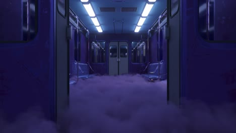 Geheimnisvoller-U-Bahn-Waggon,-Eingehüllt-In-Eine-Neblige-Dunst-3D-Animation