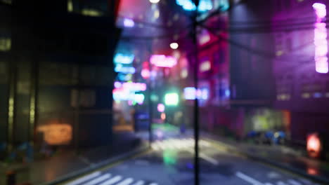 vibrant neon lights illuminate a busy urban street at night