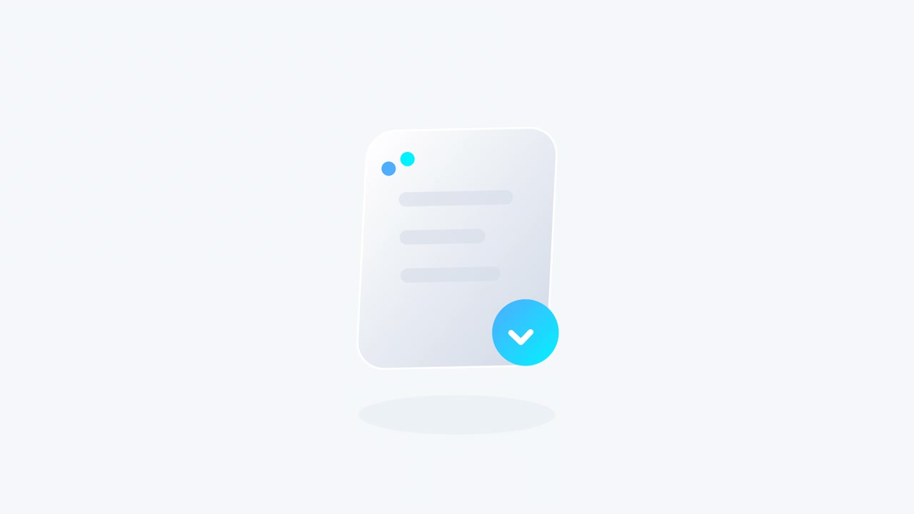 Animated Document Icon with Checkmark Completion