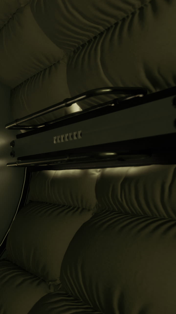 Mensola nera montata su parete verde con illuminazione soffusa e texture imbottita