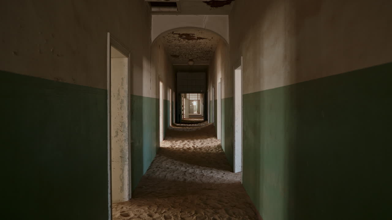Abandoned Corridor Filled With Sand