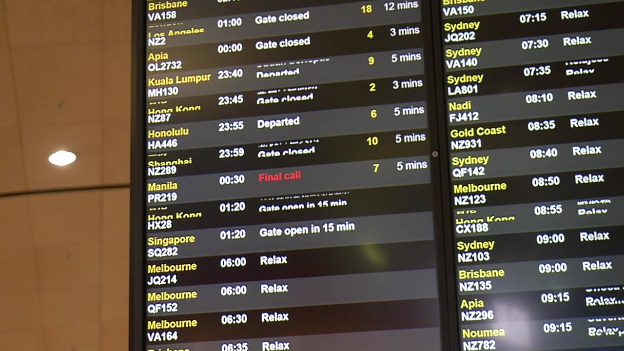 airport departures display board view