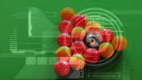 data processing with group of ball breaking on pool table