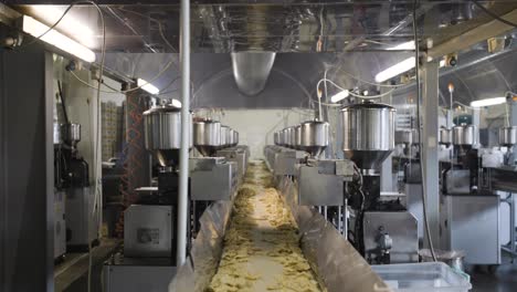 shot of a moving conveyor with corn chips