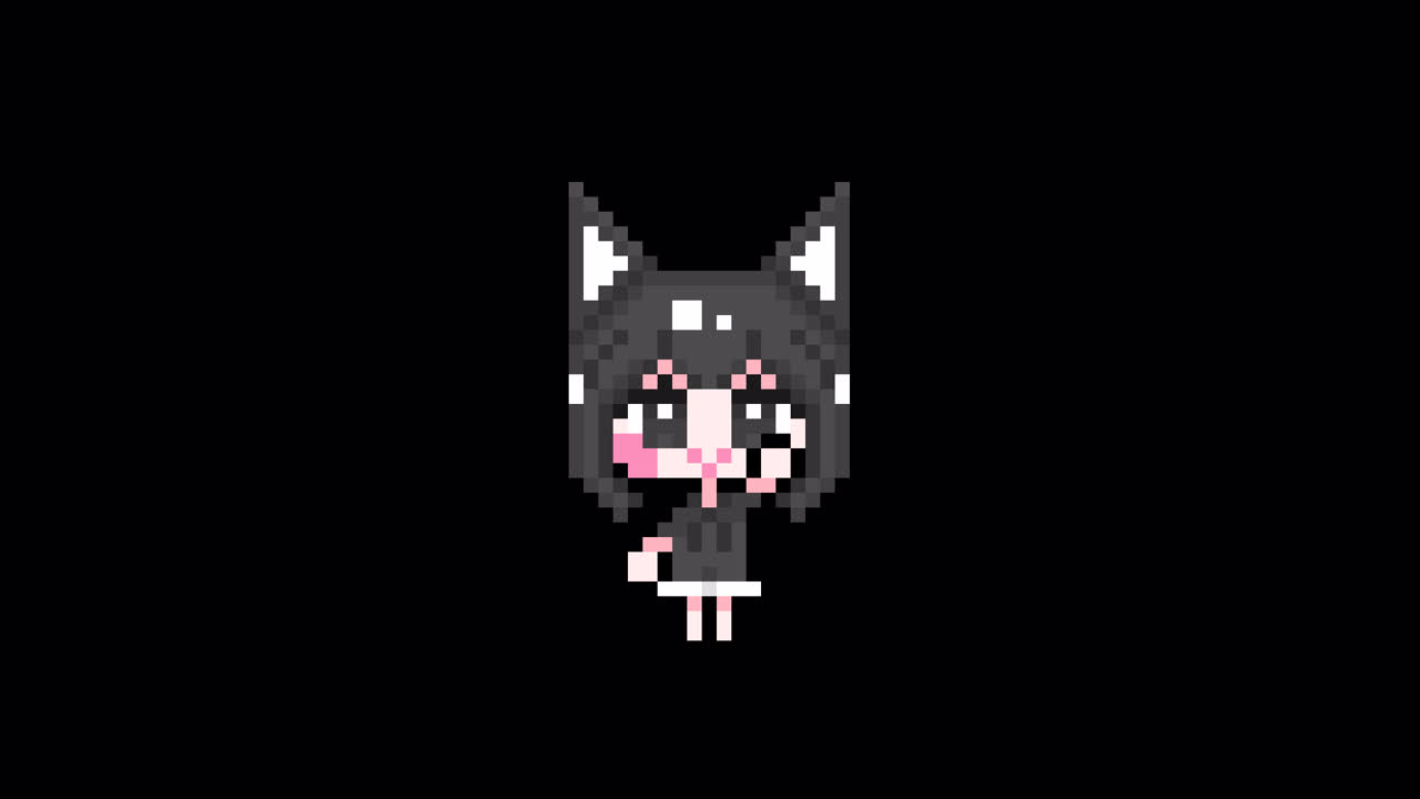 Pixel Cat girl Raising hand short hair Looping animation. 1080p (6).mov