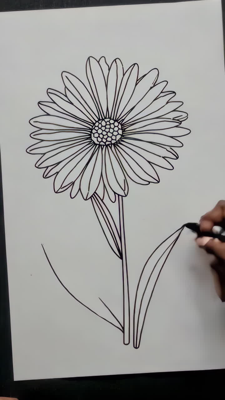 Hand drawing an outlined flower with a marker