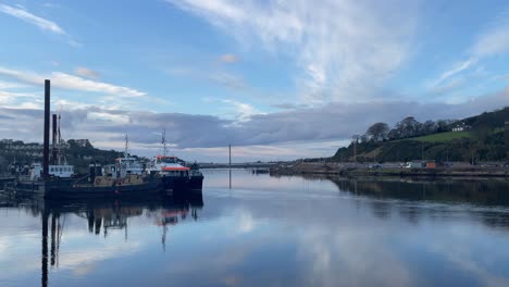 Docks-Waterford-Ireland-on-a-calm-winter-evening-with-a-full-tide-on-the-river-Suir-a-tranquil-evening