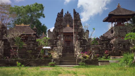 panorama shot of a traditional temple in bali with nice weather.