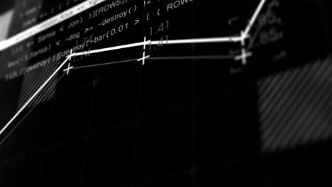 animación de gráficos y datos sobre un fondo negro con formas blancas
