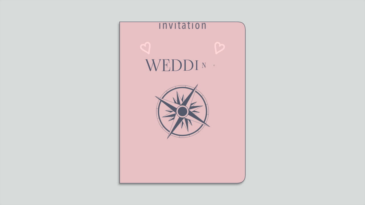 invitación de boda en pasaporte con corazones